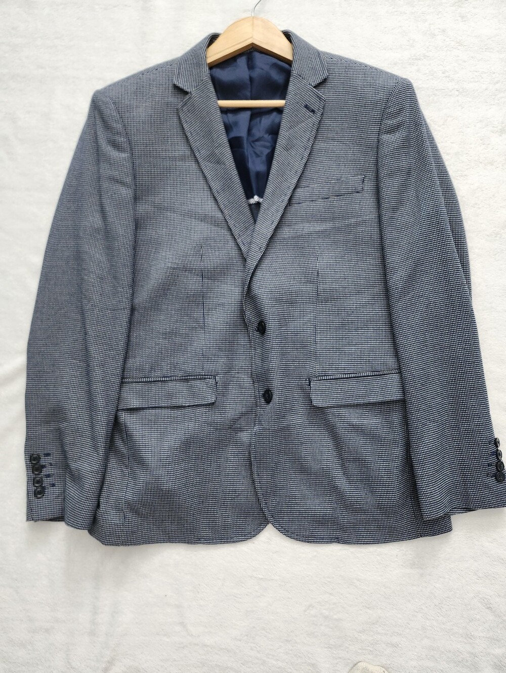 PIERRE CARDIN Men's Sz 44R Navy Blue Textured Micro Dot Blazer Sport Coat Preppy